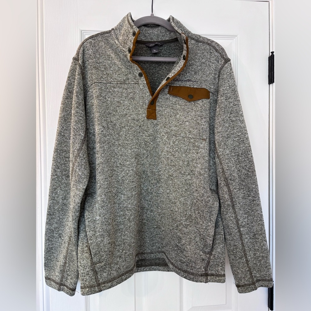 Eddie Bauer Green, tan and Brown Knit Sweater